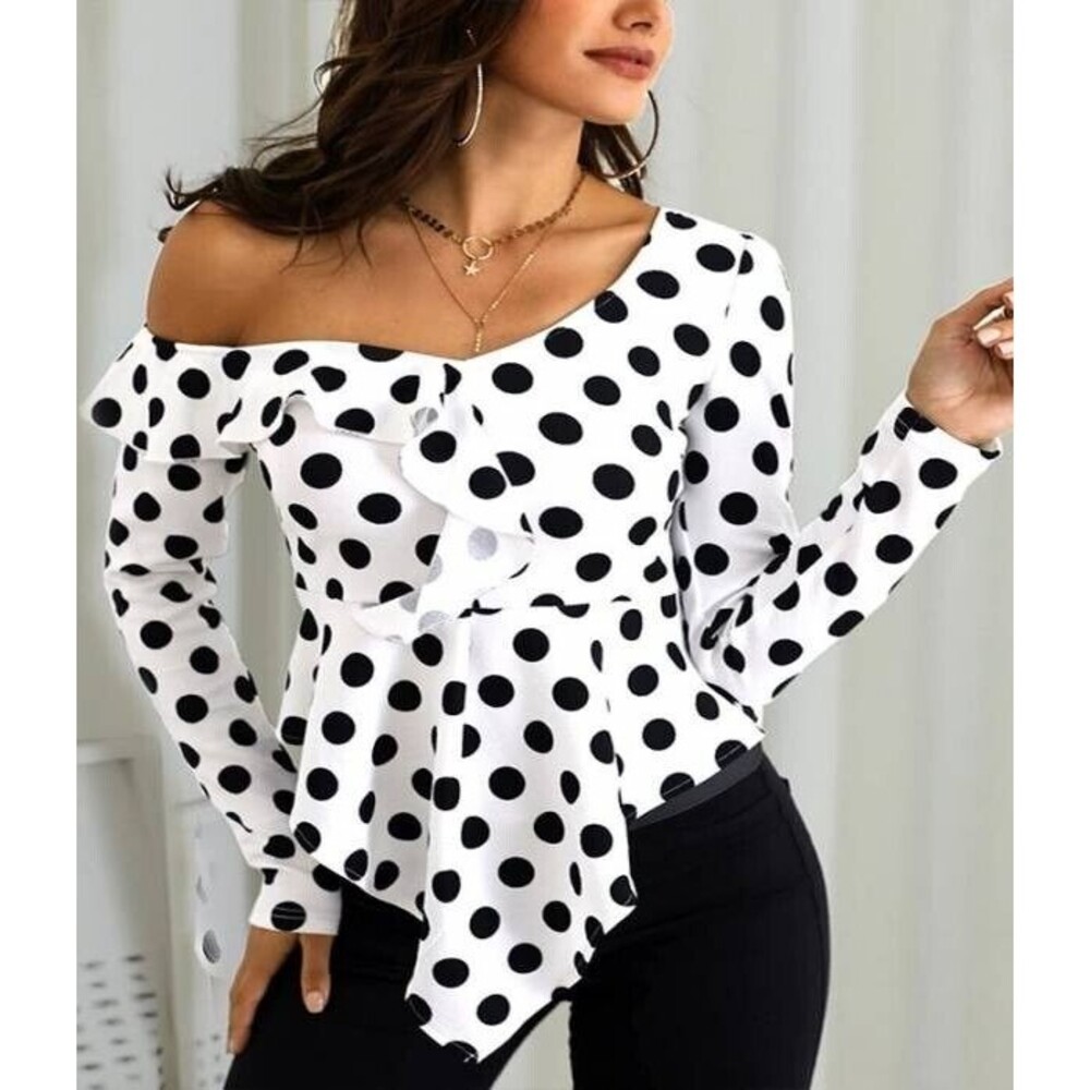 CBR DOTTED T-SHIRT WITH RULES JACKELINE white-black NWT Size S